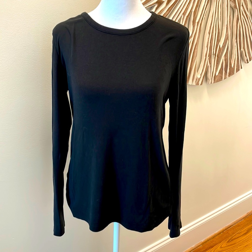 Jones New York Black Long Sleeve Crewneck Tee